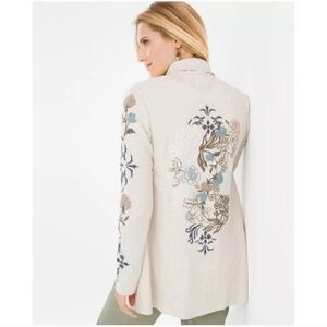 Zenergy By Chico's Floral Embroidered Open Front Lightweight Jacket Womens M/8